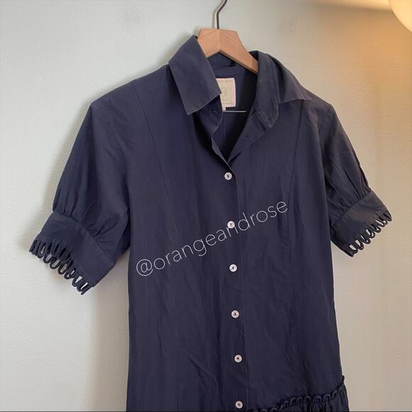 Alicia Bell Navy Blue Button Front Loop Mini Dress 10 - Picture 6 of 12